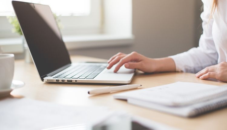 Woman using a laptop